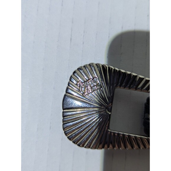 Tony Lama black leather belt, silver buckle made in the USA size 28 waist - Picture 2 of 7